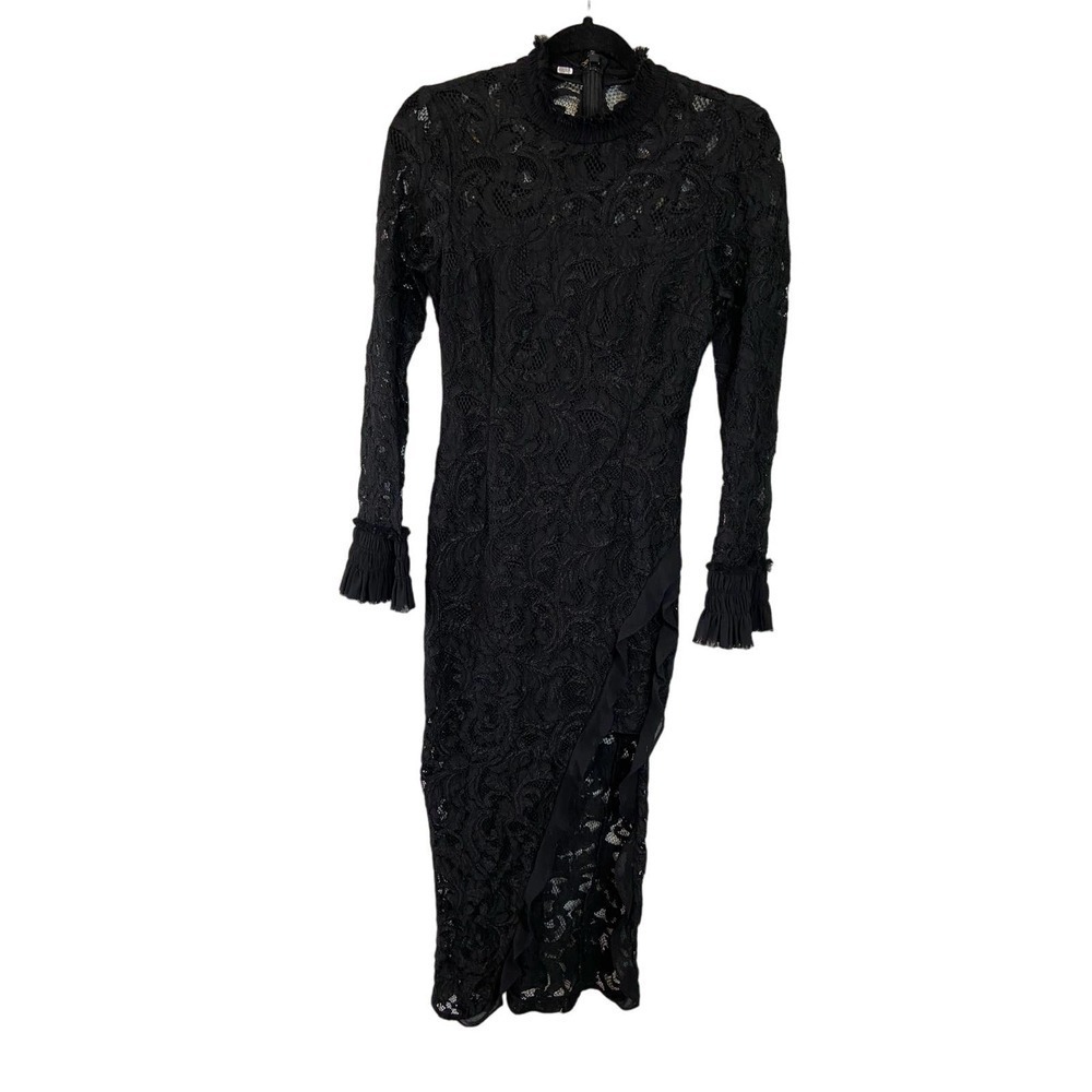 ALEXIS Fala Lace Long-Sleeve Front-Slit Cocktail Dress
